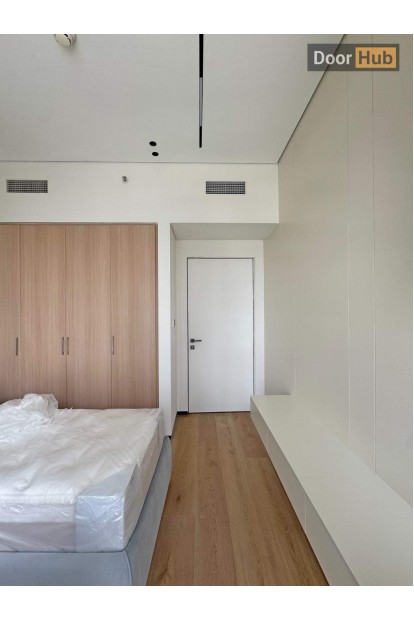 White Primed Door with Royal Black Profiles UAE for Modern Homes